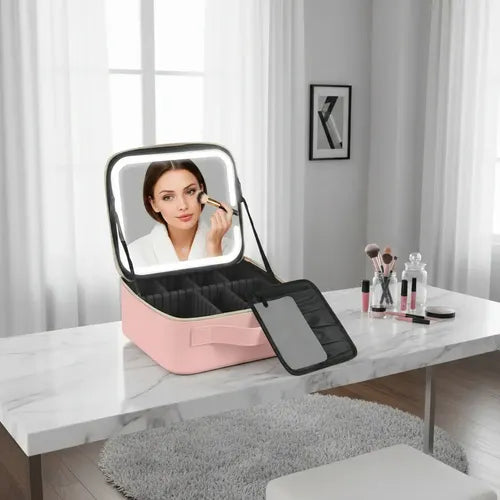 Maleta Maquillaje Con Luz Maletin Cosmetiquero Organizador
