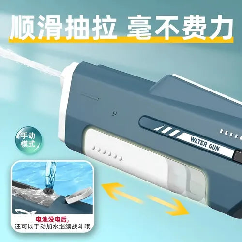 Pistola De Agua Eléctrica Grande Para Niños Disparo Continuo Azul