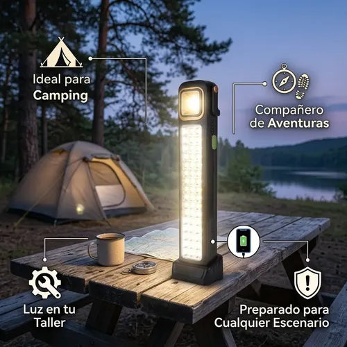 Pack X2 Luz De Emergencia Solar Led Foco Solar + Power Bank Amarillo - Kit De Emergencia Lampara Solar Luz Led Cargador Portatil Lampara Camping 30w