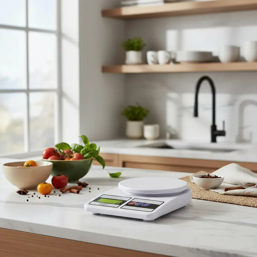 Balanza Pesa Digital De Cocina Gramera 10kg Blanco 10 Kg