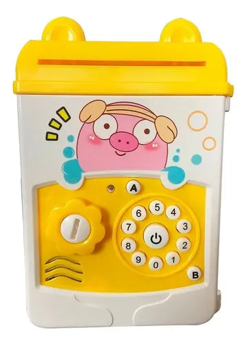 Alcancía De Juguete En Forma De Caja Fuerte Amarilla Con Sonido Y Luces Amarillo