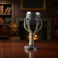 Copa Gótica Para Vino Vaso De Diseño De Mano De Esqueleto Negro Con Dorado