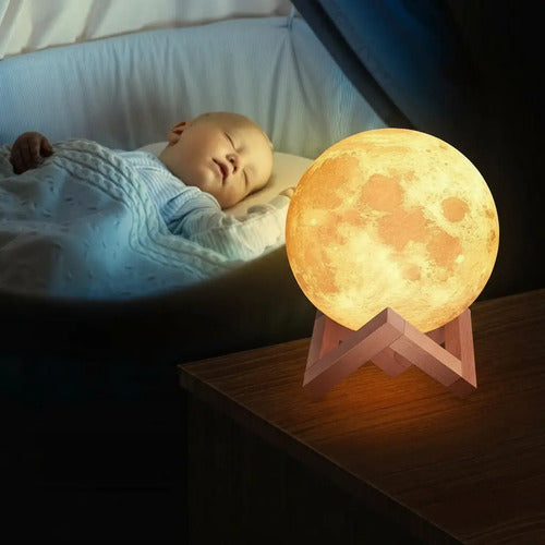 Lámpara Luna 3d Táctil Led 16 Colores Usb