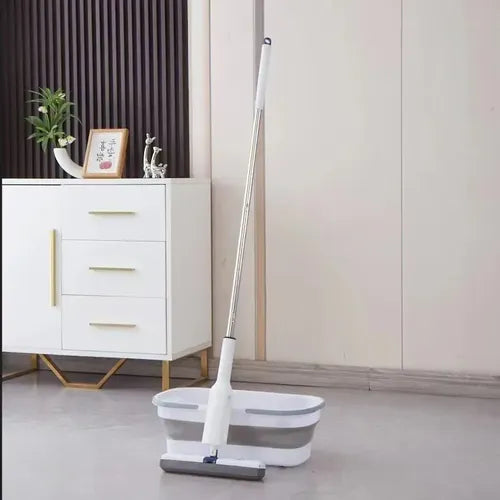 Mopa De Esponja Trapeador Con Cubeta Plegable Fácil Limpieza Blanco/azul