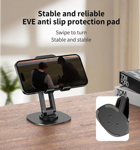 Soporte Metálico Ajustable 360° Para Tablet Y Smartphone Negro