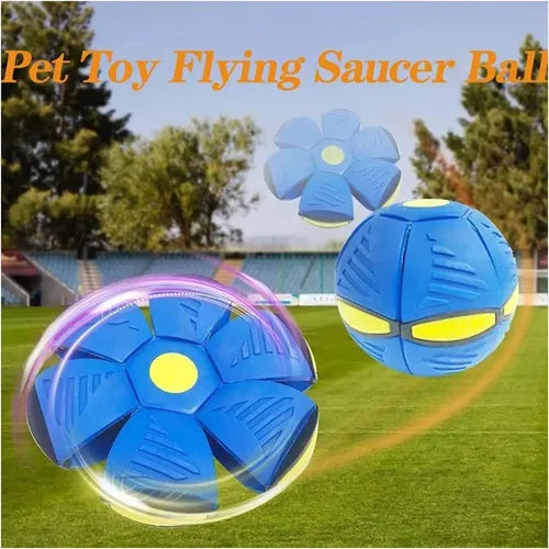 Pelota Magica Luz Led Cambia Forma Ovni Juguete Mascotas Azul Y Amarillo