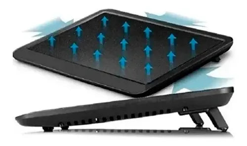 Base Notebook Ventilador Usb Fan Coolers Laptop Luz Led Azul Negro Azul
