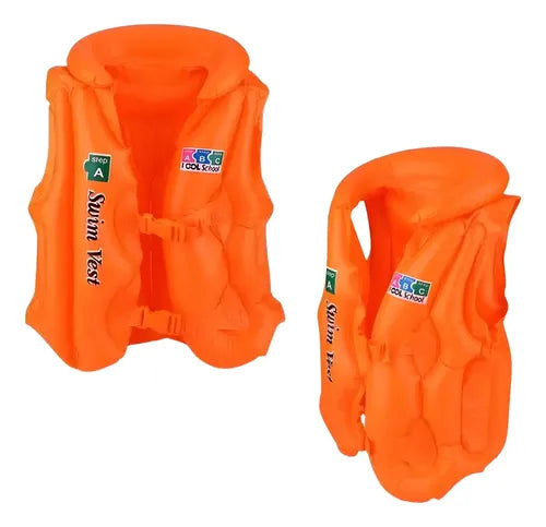 Chaleco Salvavidas Niños Flotador Inflable Seguridad Naranja Claro S