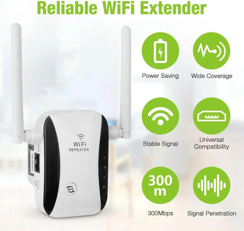 Amplificador Repetidor Extensor Wifi 300mbps Doble Antena