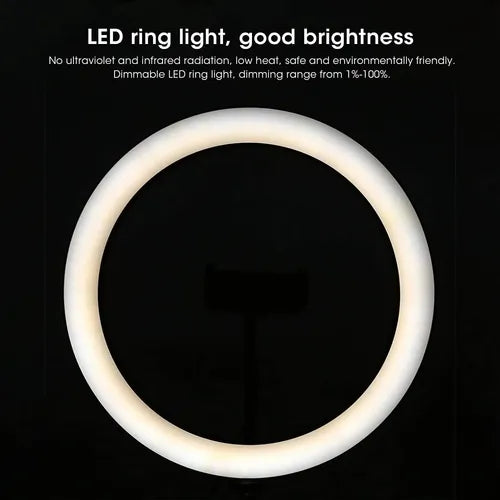 Aro De Luz 20cm Led Con Soporte Para Celular Sin Tripode Negro