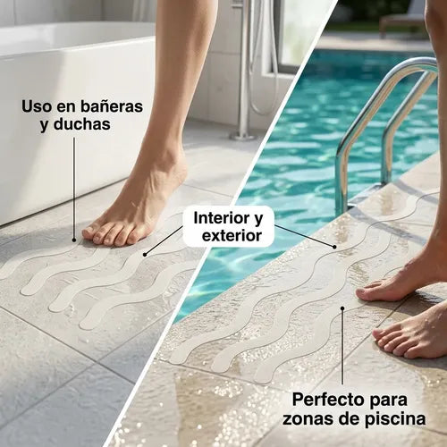 Cintas Antideslizantes Superficies Pegatinas Ducha Pack X6 Blanco