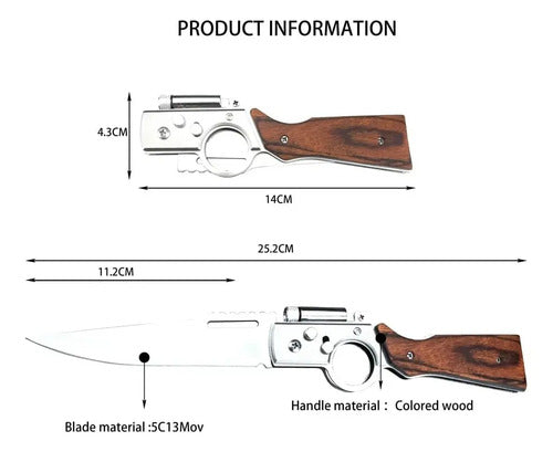 Cuchillo Navaja Ak47 Caza Supervivencia Camping Marrón Oscuro
