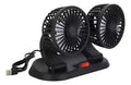 Ventilador Para Auto Usb Doble Cabezal Giratorio 360 Grados Negro