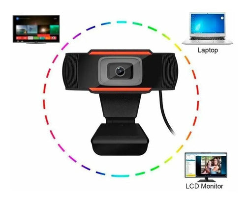 Camara Web Con Microfono Incorporado Jack 3.5mm Hd 720p Usb Negro