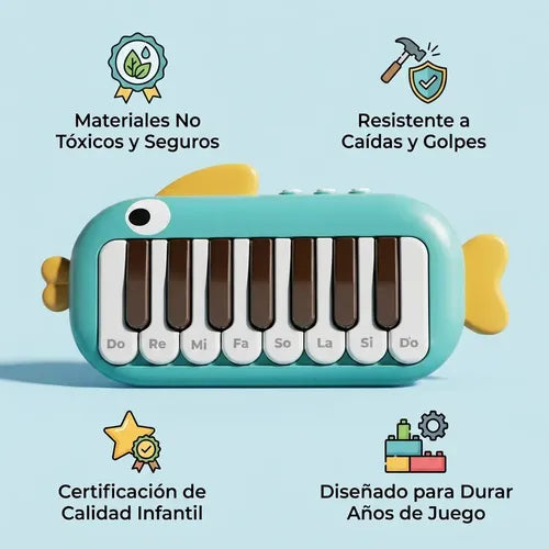 Piano Musica Infantil Didáctico Teclado Niños Sonido Juguete Azul