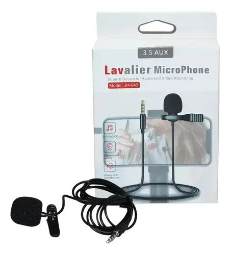 Microfono Condensador De Solapa Lavalier Para Celulares Pc Negro