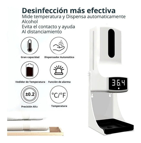 Termómetro Dispensador De Alcohol Gel Automático Pared