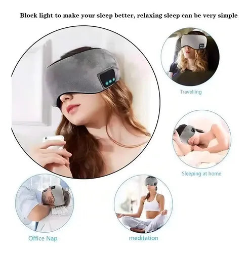 Antifaces Auriculares Dormir Bluetooth Música Gris Ónix