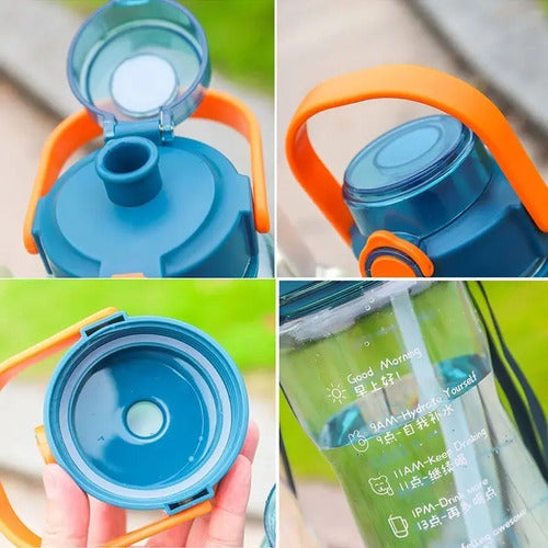 Botella De Agua Motivacional 2 Litros Con Indicador Medida