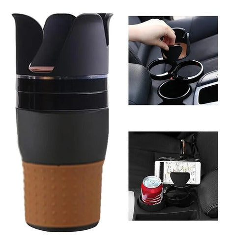 Soporte De Vasos Para Auto Organizador Giratorio 360 5 En 1