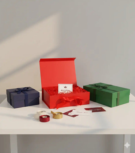 Caja De Tapa Premium Tapa Dura Gift Box Color Rojo