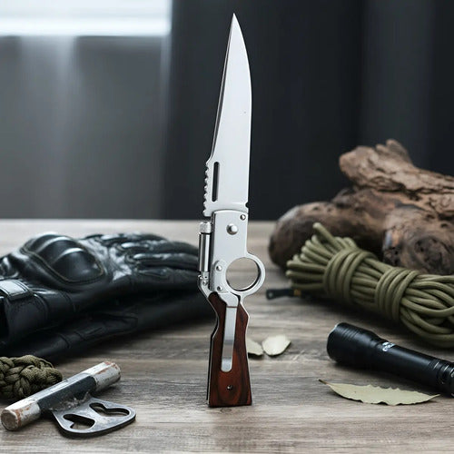 Cuchillo Navaja Ak47 Caza Supervivencia Camping Marrón Oscuro