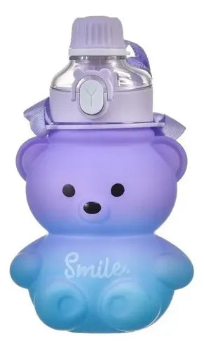 Botella De Agua Grande Oso Kawai Capacidad 1400ml Color Violeta/azul