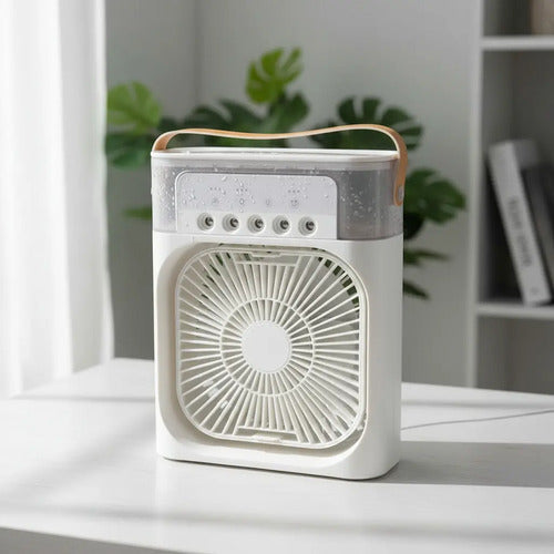 Ventilador Humidificador 3 En 1 Mini Enfriador Portátil Led Blanco