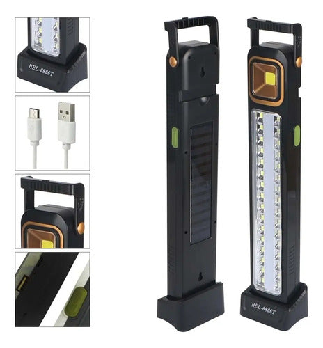Luz De Emergencia Solar 39 Led + Tubo Led + Power Bank Negro