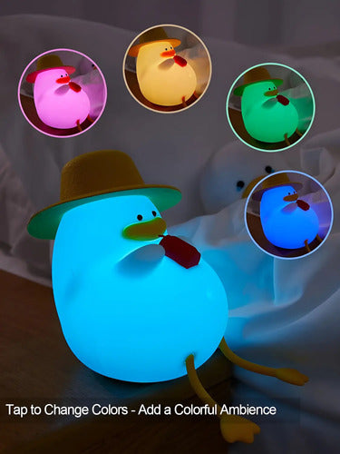 Luz Nocturna Espanta Cucó Niños Pato Silicona Recargable Led Rgb Silicona