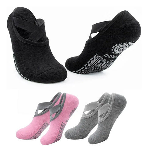 Calcetines Antideslizantes Comodos Yoga Pilates Set X3 3 Colores Unicolor Unica