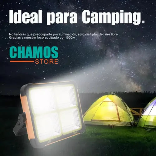 Foco Led Solar Emergencia Baliza Recargable 500w Camping Amarillo Blanco Cálido