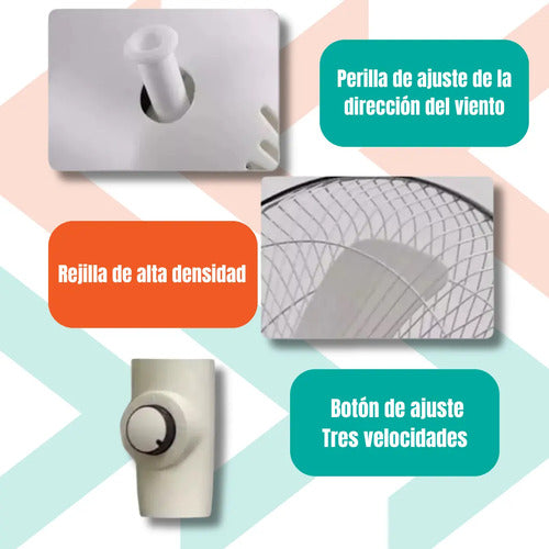 Ventilador Solar Recargable Usb De 5 Aspas Silencioso 1.143 M 50 Blanco Plástico 5