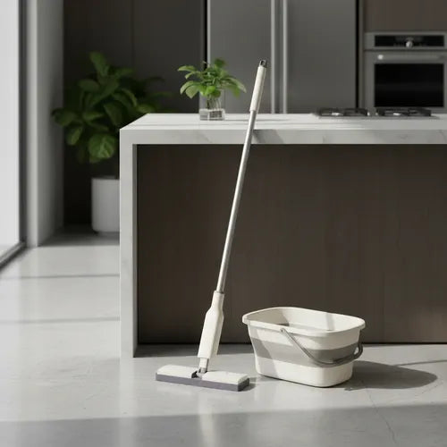 Mopa De Esponja Trapeador Con Cubeta Plegable Fácil Limpieza Blanco/azul