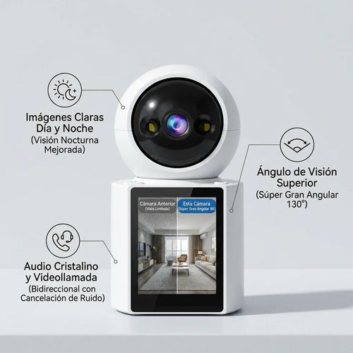Cámara Seguridad Con Monitor Con Audio Y Videollamada 360 Blanco