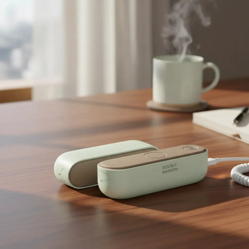 Calentador De Manos Magnético Portátil 2 En 1 Recargable Usb Verde Claro Magnético