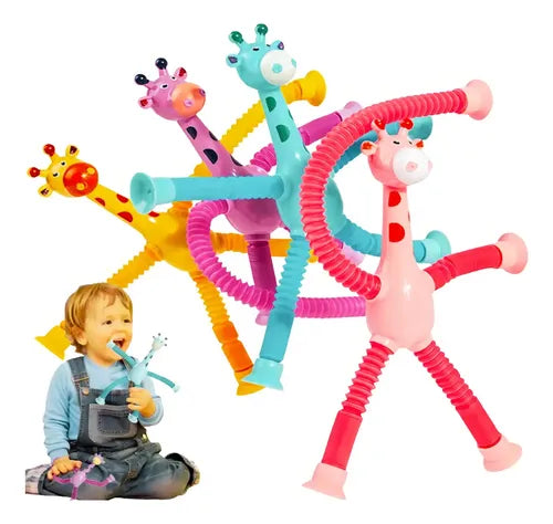 Juego De 4 Jirafas Pop It Tube, Divertido Juguete Para Esti Coloridos