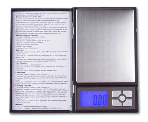 Balanza Notebook Pesa Gramera Portátil 0.01/500gm Pilas Negro