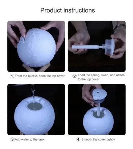 Humidificador Purificador Aire Lampara Luna 3d Blanco