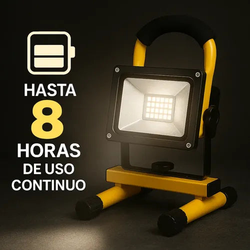 Pack 6 Reflector Led Recargable 100w Portátil Con Pie Baliza Amarillo Blanco Neutro