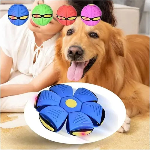 Pelota Magica Luz Led Cambia Forma Ovni Juguete Mascotas Azul Y Amarillo