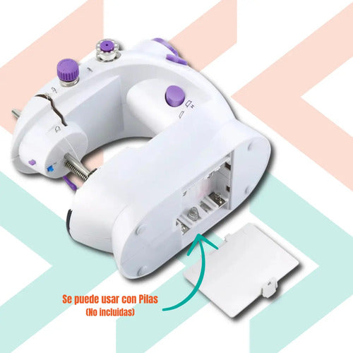 Mini Maquina De Coser Portátil Eléctrica Con Pedal Blanco