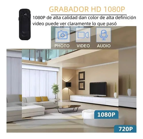 Cámara Espía Iwfcam Action Cam Wifi Visión Nocturna Full Hd 1080p Negro