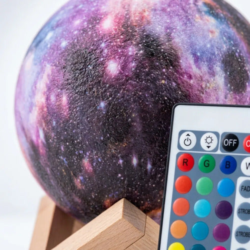 Lámpara Luna Galaxia 3d 16 Colores Recargable Rgb + Control