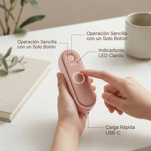 Calentador De Manos Magnético Portátil 2 En 1 Recargable Usb Rosa Calentador Magnético
