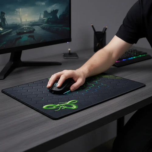 Mousepad Gamer Cosido Verde Con Diseño Verde
