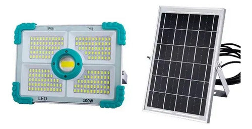 Linterna Foco Recargable Con Panel Solar 500w 188 Led Blanco Azul