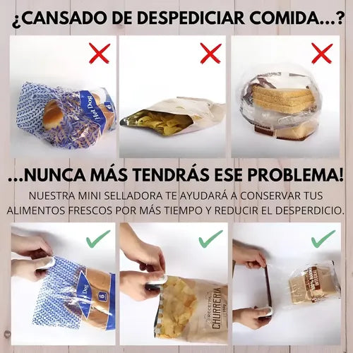 Mini Selladora De Bolsas Plásticas Portátil Recargable. Blanco