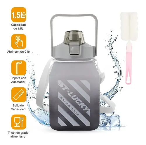 Botella De Agua Con Correa Colgante Y Bombilla 1500 Ml
