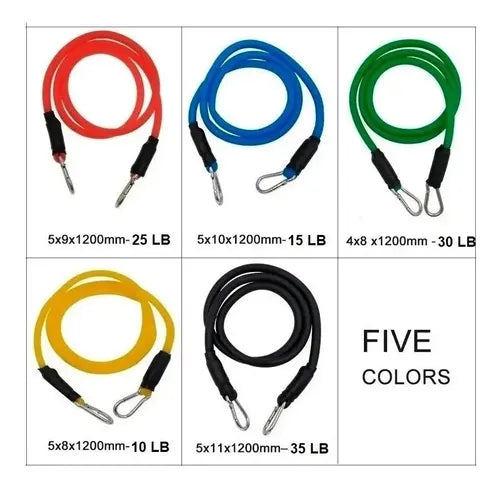 Kit Bandas Elastica Ejercicio 11 Pcs 5 Bandas De Resistencia Verde